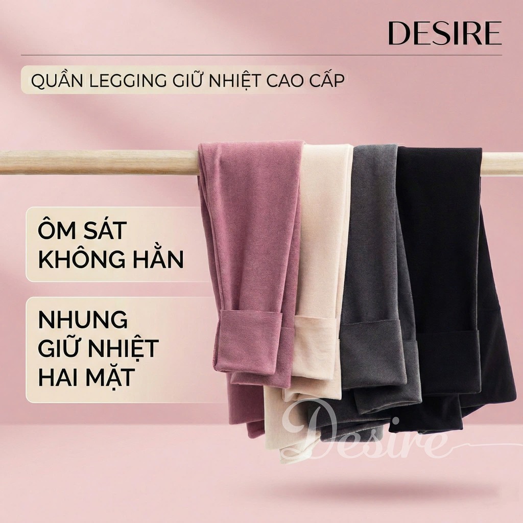 Desire Store, Quần dài legging M ENAIC lưng cao giữ nhiệt lót nhung Cation hai mặt mùa đông ấm áp định hình dáng QGN-004 image 6 of 16