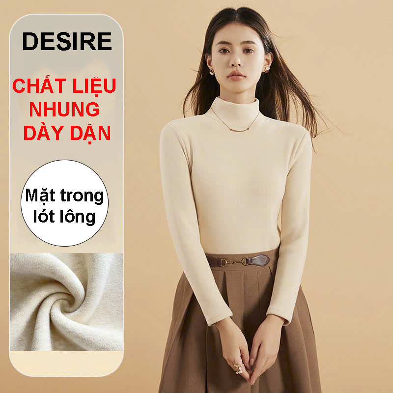 Desire Store, Áo cổ lọ giữ nhiệt mùa đông Dày lót Lông Cừu mềm mịn DESIRE K-801 image 9 of 13