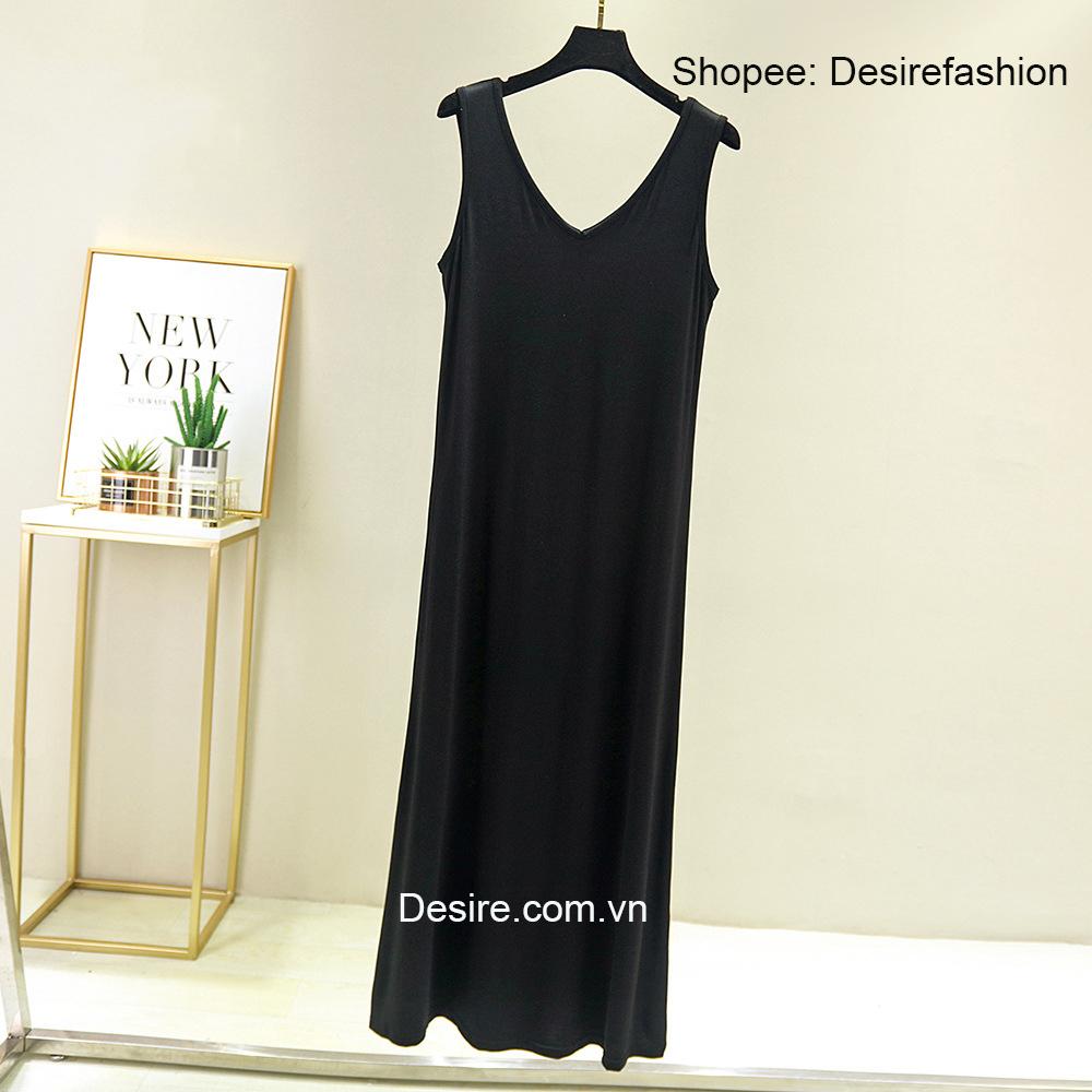 Desire Store, Đầm thun sát nách vải modal (Gỗ sồi) dáng ôm cổ tim mịn mát mùa hè BTM-1012 image 6 of 18