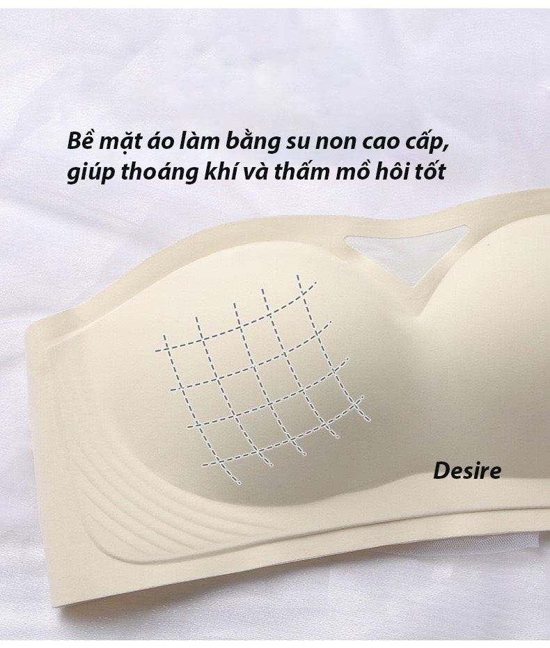 Desire Store, Áo lót quây CHỐNG TỤT nâng ngực su Áo cup ngực không dây không gọng Desire 401 image 3 of 13
