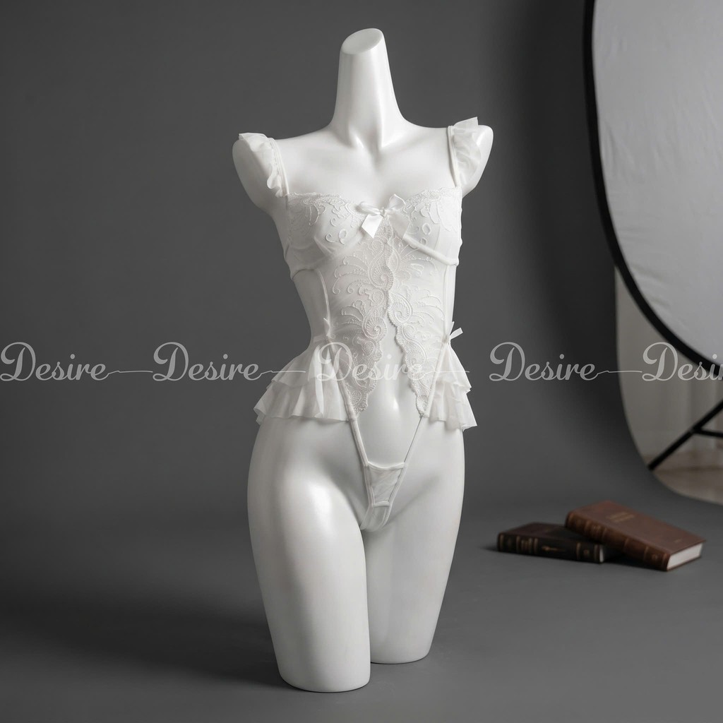 Desire Store, Bộ váy ngủ liền thân - Bodysuit ren xuyên thấu cánh tiên quyến rũ DESIRE VN-8640 - Trắng image 13 of 13