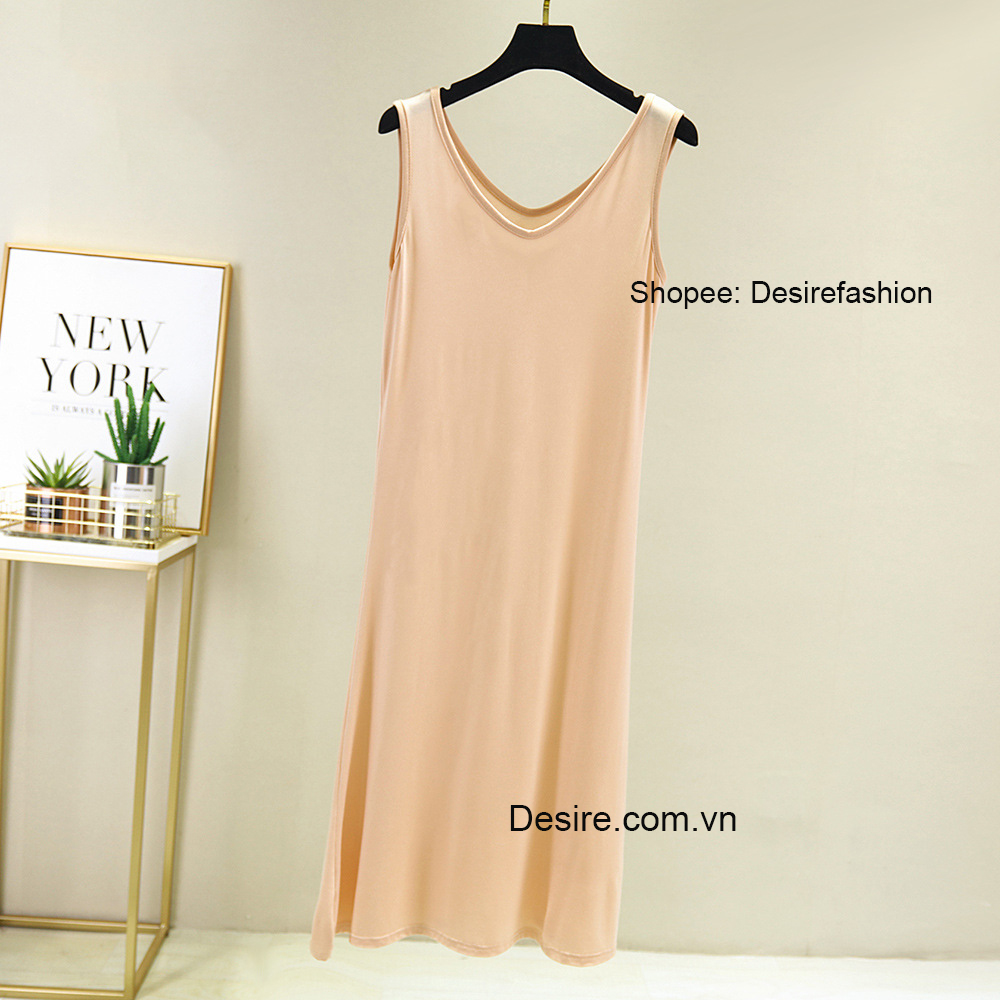 Desire Store, Đầm thun sát nách vải modal (Gỗ sồi) dáng ôm cổ tim mịn mát mùa hè BTM-1012 image 9 of 18