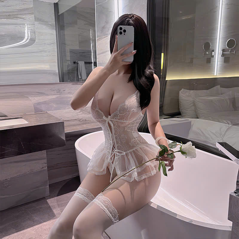 Desire Store, Váy ngủ ren ôm body xẻ đáy tôn dáng gợi cảm sexy VN-8494-2 image 4 of 11