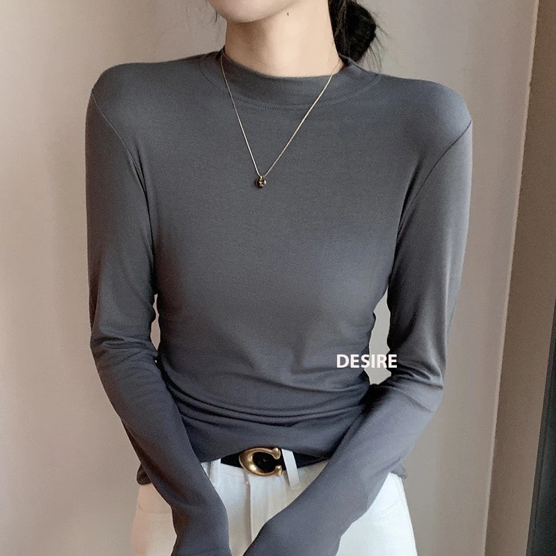 Desire Store, Áo thun dài tay cổ lọ cổ cao lửng chất thun len mềm mại ấm áp mùa thu đông H535 image 5 of 13