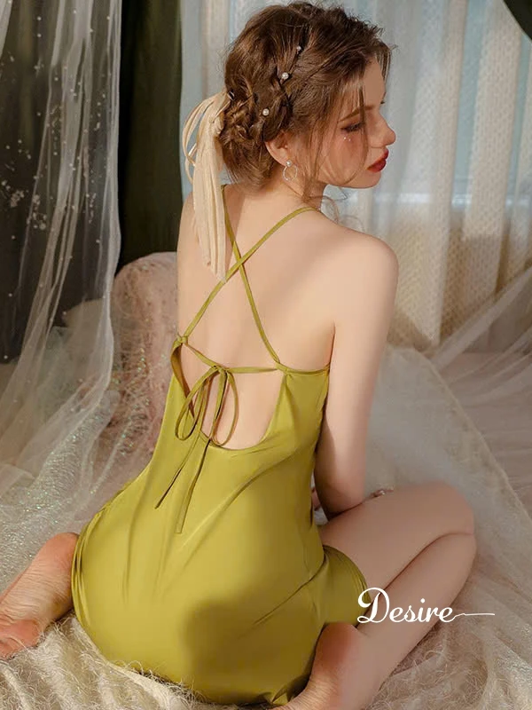 Desire Store, Váy ngủ lụa hai dây cổ đổ cột dây cao cấp chất lụa satin mềm mịn hàng chuẩn Guiruo DESIRE VN-3430 image 5 of 11