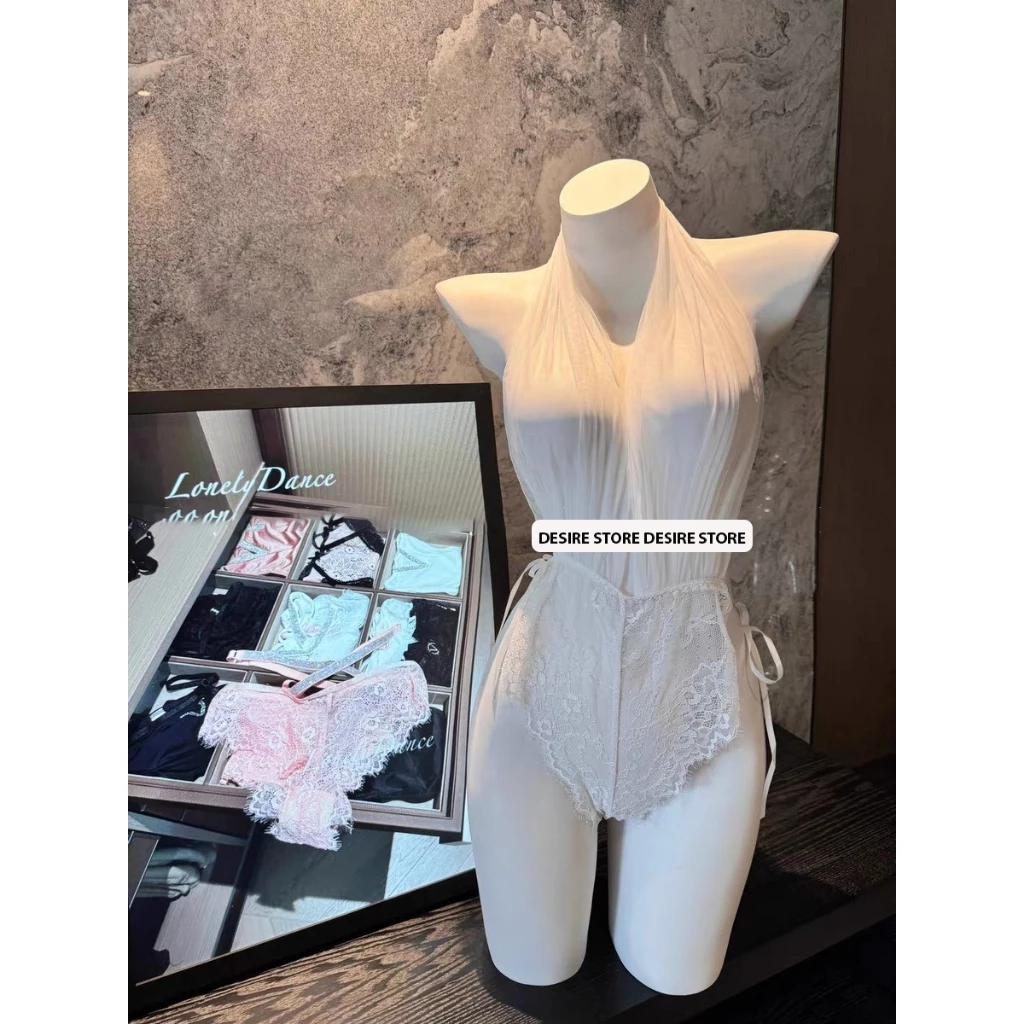 Desire Store, Bộ liền thân yếm cột dây chất ren mềm gợi cảm Desire VN-8859-2 - Trắng image 9 of 9