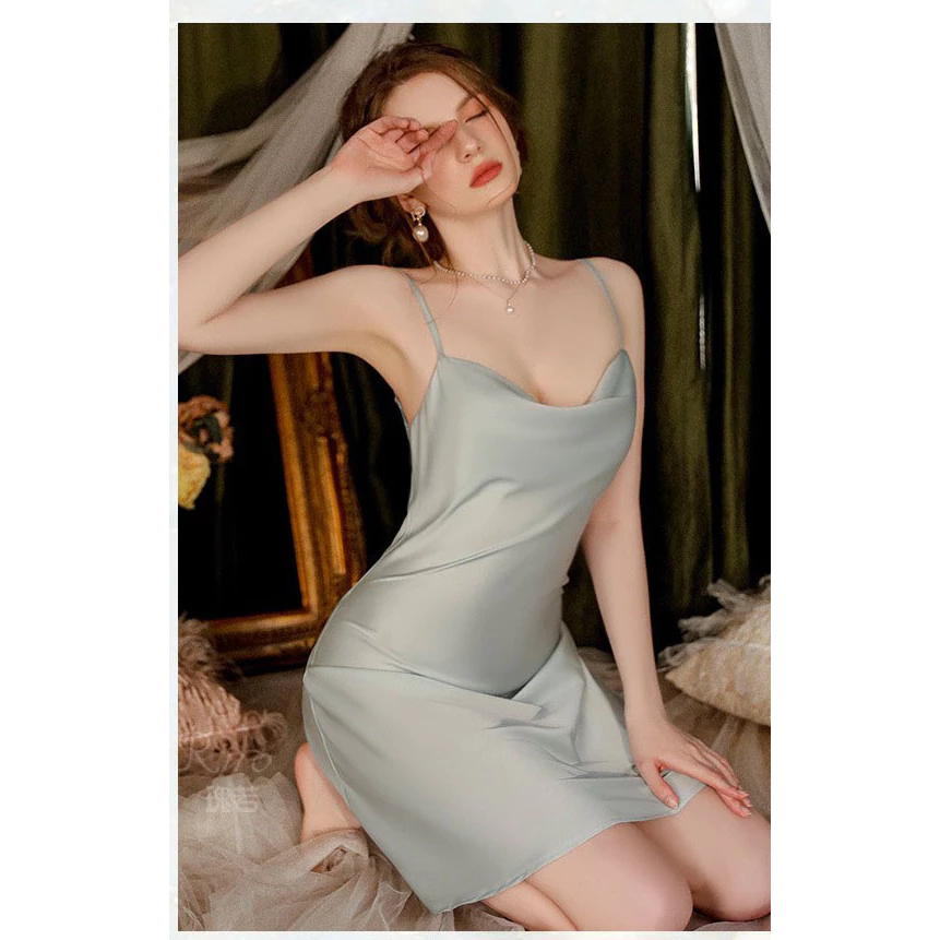 Desire Store, Váy ngủ lụa hai dây cổ đổ gợi cảm Desire VN-1477 image 2 of 24