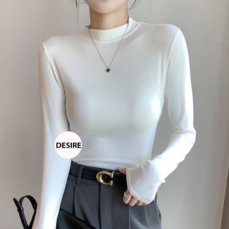 Desire Store, Áo thun dài tay cổ lọ cổ cao lửng chất thun len mềm mại ấm áp mùa thu đông H535 image 1 of 13
