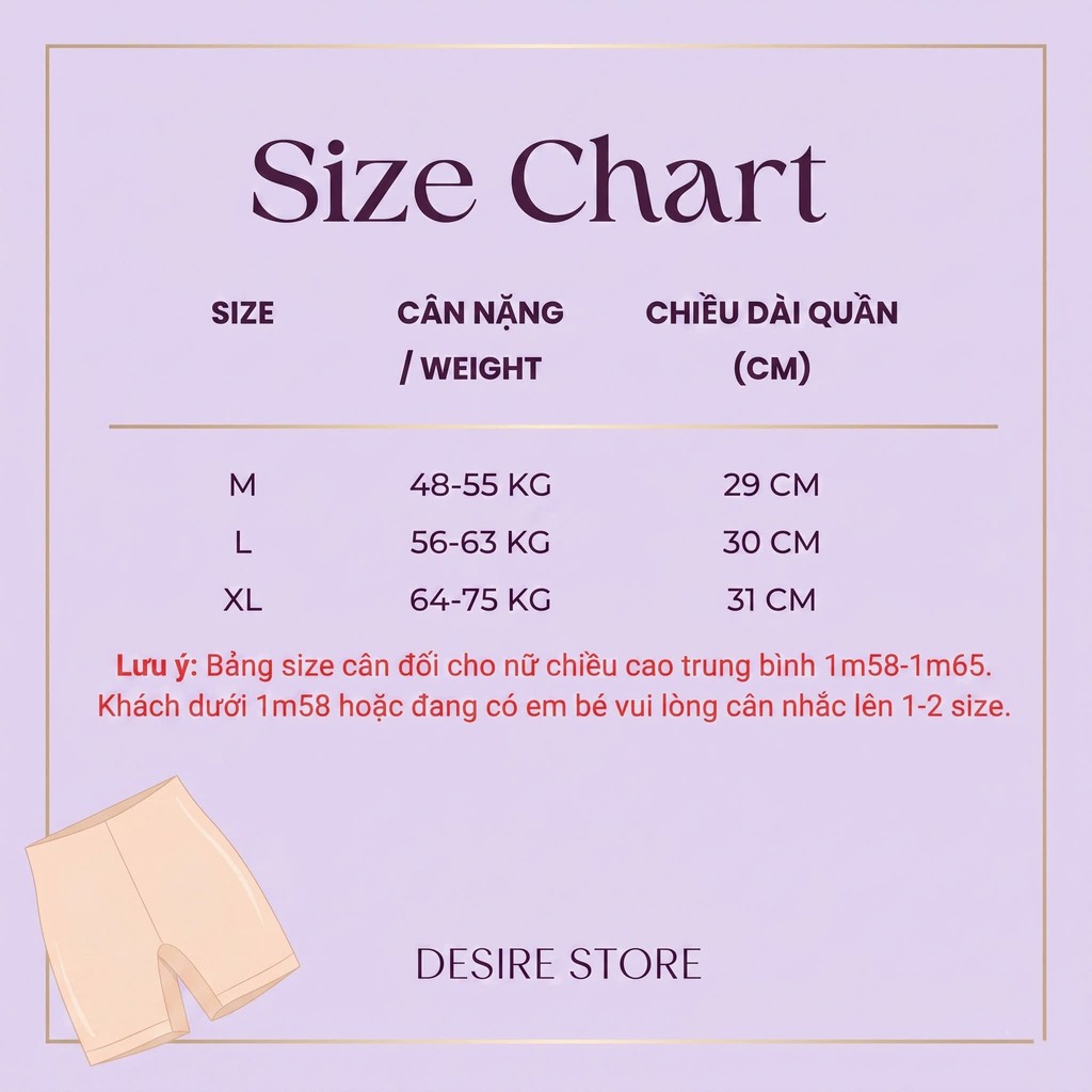 Desire Store, Quần đùi mặc váy su lụa băng tàng hình không đường viền chống lộ chính hãng SACRED BIRD QL-030 image 10 of 28
