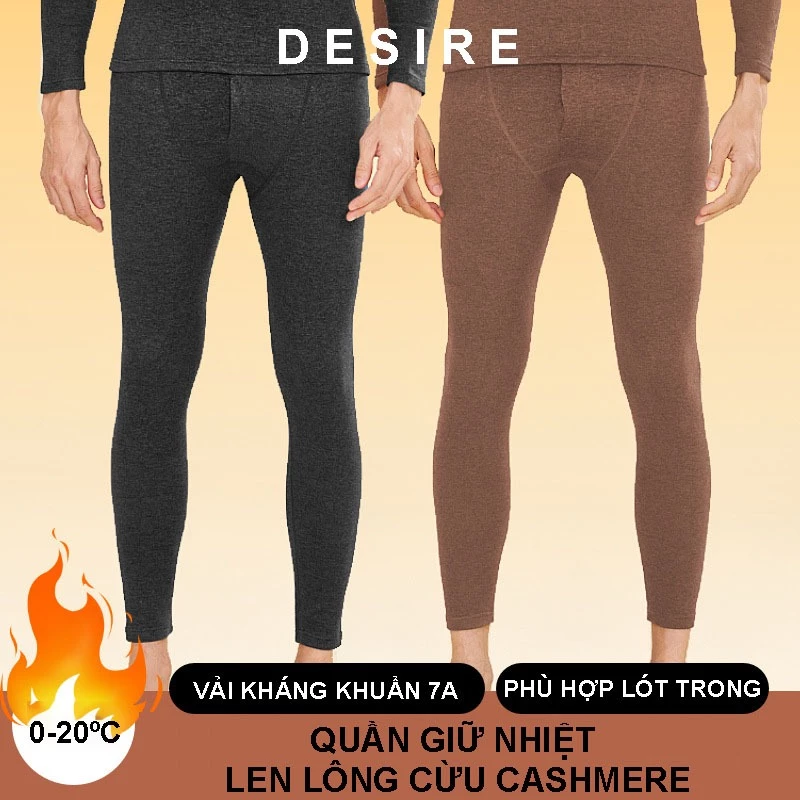 Desire Store, Quần dài giữ nhiệt len lông cừu cashmere kháng khuẩn 7A cho nam quần legging bó sát chống lạnh DESIRE QGN-01 image 1 of 13