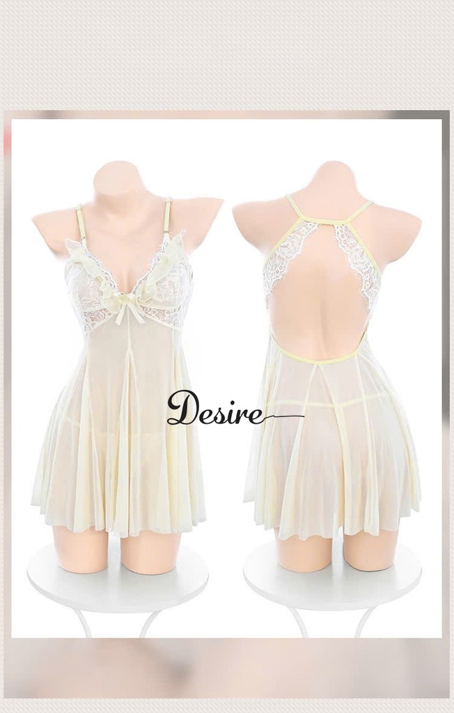 Desire Store, Váy ngủ lưới phối ren bèo hoa trước ngực kèm chip DESIRE VN-1122 image 5 of 9