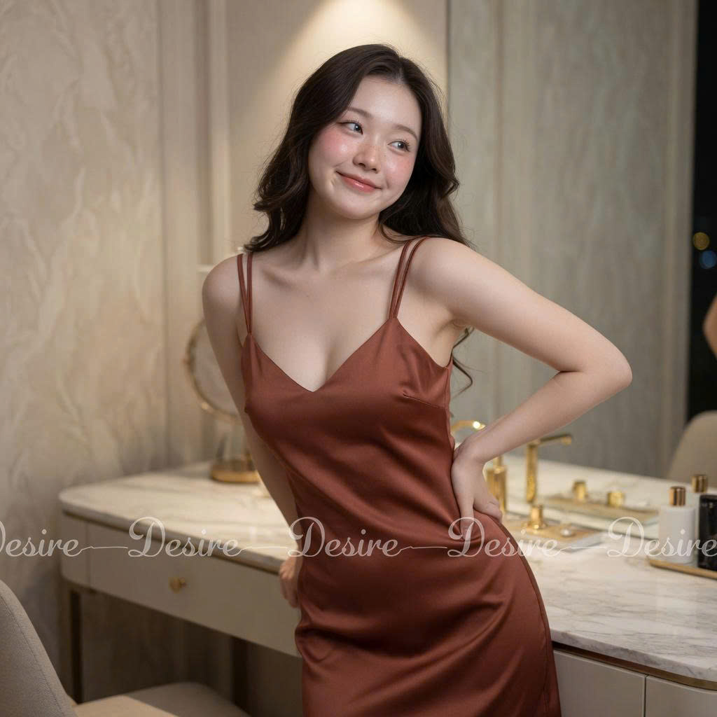 Desire Store, Set Váy ngủ lụa hai dây chéo lưng gợi cảm váy ngủ lụa chất mềm mịn VN-1320 image 6 of 18