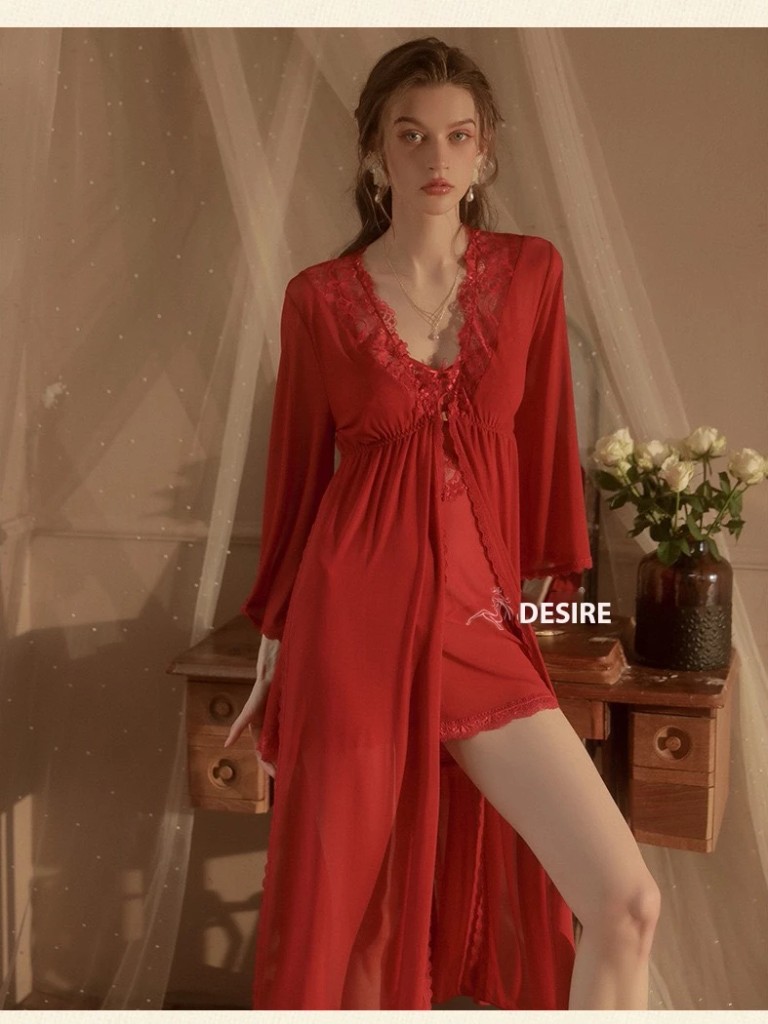 Desire Store, Áo choàng ren dáng dài cài ngực trước gợi cảm sang trọng DESIRE VN-84491 image 2 of 11