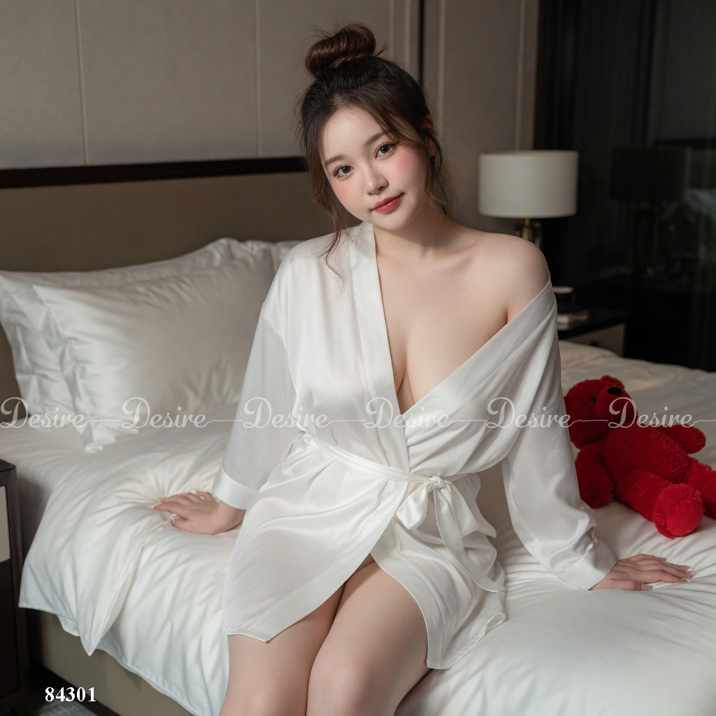 Desire Store, Áo choàng ngủ lụa tay ống rộng cao cấp Áo choàng cô dâu gợi cảm Bride hàng loại 1 84301 image 31 of 37