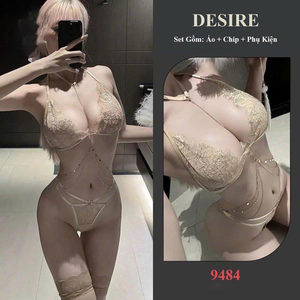 Desire Store, 9484 Bộ Lót Ren Cao Cấp Phối Charm Dây Eo Ôm Dáng Sexy Gợi Cảm DESIRE - Bộ lót không tất image 11 of 12