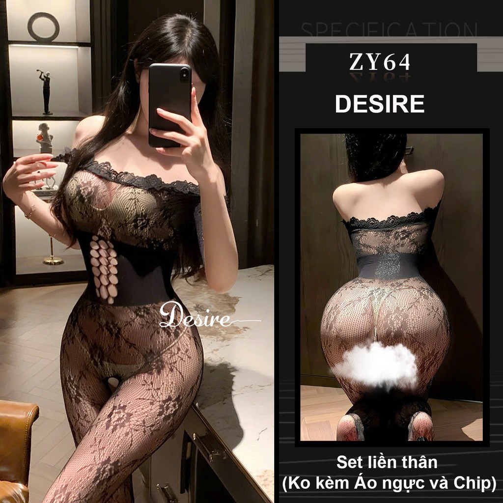 Desire Store, Set Bodysuit mềm mịn xuyên thấu gợi cảm sexy DESIRE ZY64 - Set liền thân image 10 of 10