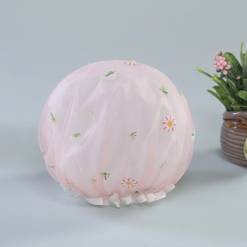 Desire Store, Mũ tắm, mũ ủ tóc 2 lớp lưới thêu hoa chống thấm nước tốt TT-001 image 9 of 12