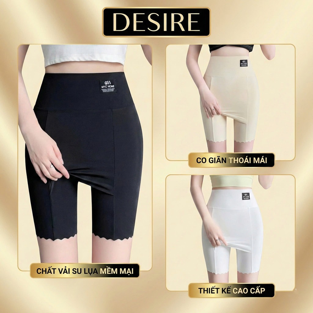 Desire Store, Quần Đùi Mặc Váy bảo hộ MYC HOME Chính hãng Vạt Chống lộ SU LỤA Không đường viền 40cm Cạp Cao Quần lót bảo hộ QL-023 - Combo 3 quần 3 màu, M (40-50kg) image 17 of 18