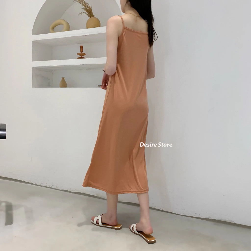 Desire Store, Đầm hai dây thun dáng suông - Váy mặc lót thun cotton polyester dáng suông mịn mát mùa hè VN-020 image 5 of 36