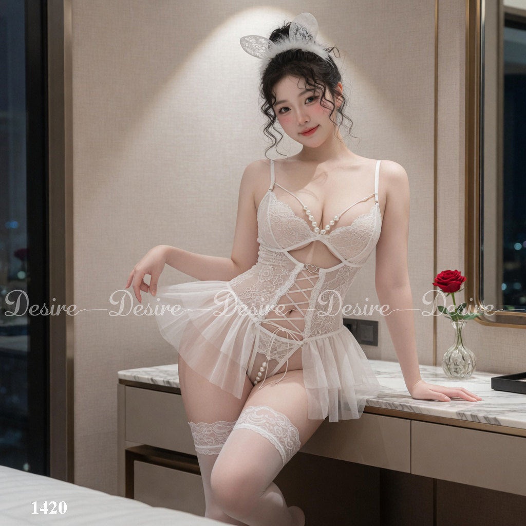 Desire Store, Bodysuit Ren - Váy Ngủ Sexy Xuyên Thấu Đính Ngọc Cao Cấp, Thiết Kế Đan Dây DESIRE 1420 image 20 of 36