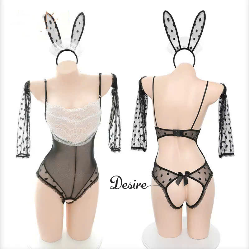 Desire Store, [40-80KG] Bigsize Set Cosplay Cô Nàng Thỏ sexy 6988 - Bodysuit ren lưới xẻ đáy cao cấp DESIRE image 7 of 10
