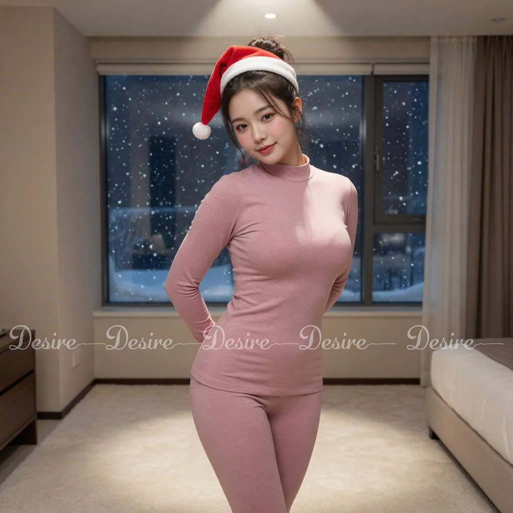Desire Store, Bộ Giữ Nhiệt Nữ Cổ Cao Dày Ấm Áp Vải Nhung Lót Len Cashmere AGN-003 (Women's Thick, Warm High-Neck Thermal Set – Velvet Fabric with Cashmere-Blend Lining AGN-003) image 13 of 35