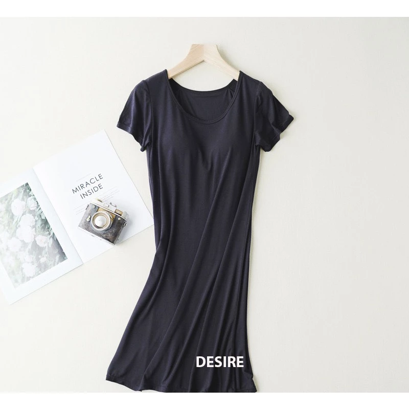 Desire Store, Váy đầm ngắn tay thun Vicose mềm mịn chất 4 chiều có đệm mút ngực DESIRE VNN-0073 - Đen, XXL image 11 of 12