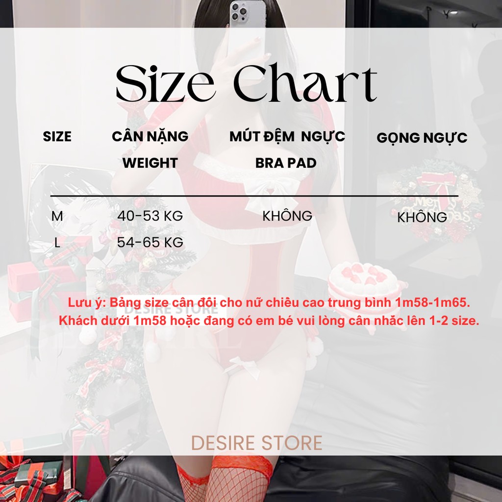 Desire Store, Bộ đồ lót liền thân nhung mềm Cosplay Giáng sinh Noel quyến rũ DESIRE VN-8836 image 8 of 12