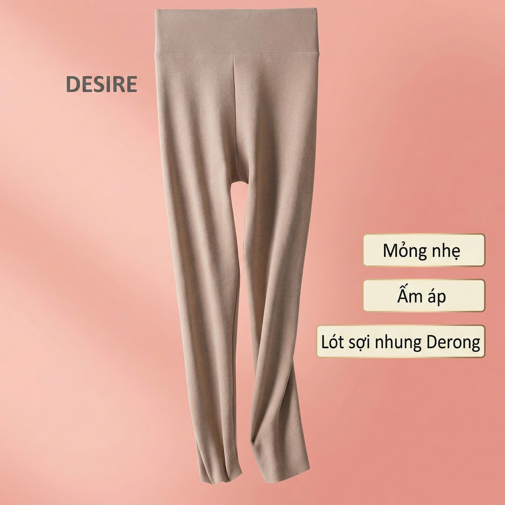 Desire Store, Áo giữ nhiệt Nhung lót sợi nhiệt Derong mềm siêu nhẹ mùa đông ấm áp Áo lót trong giữ nhiệt QGN-9093 - Quần Nâu 9093, M image 17 of 26