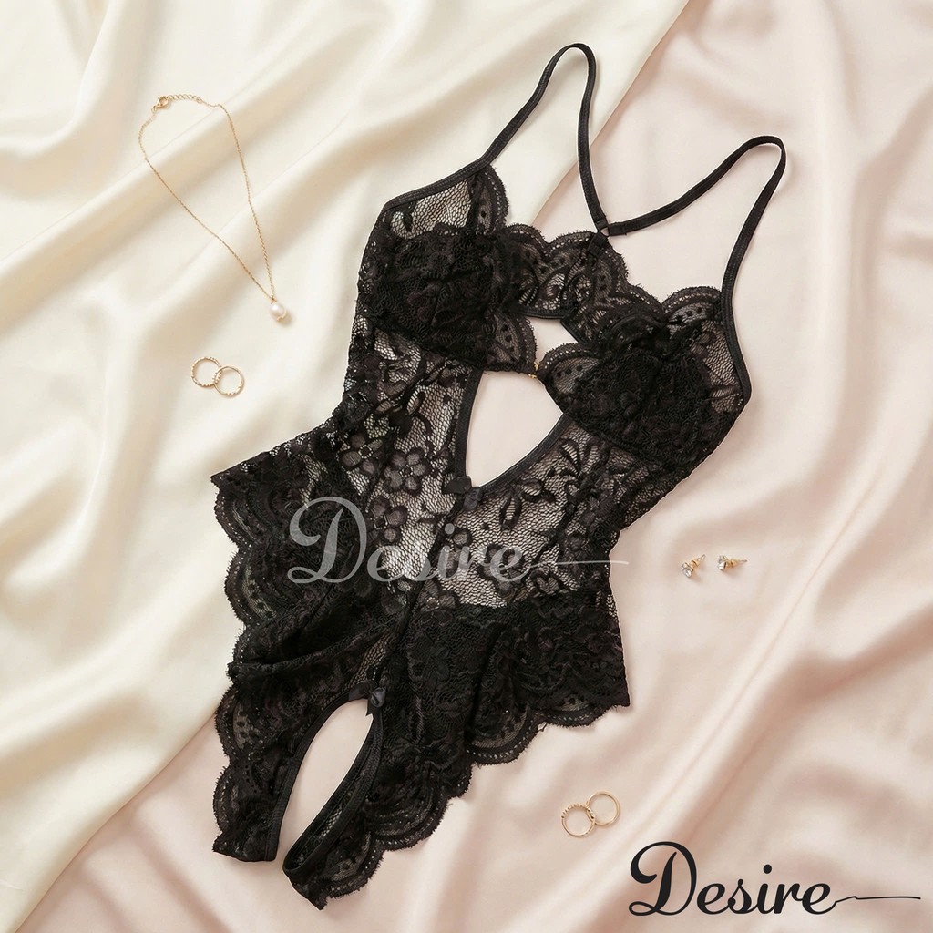 Desire Store, Bộ váy ngủ liền thân - Bodysuit ren xuyên thấu gợi cảm đính nơ DESIRE VN-8748 image 3 of 13