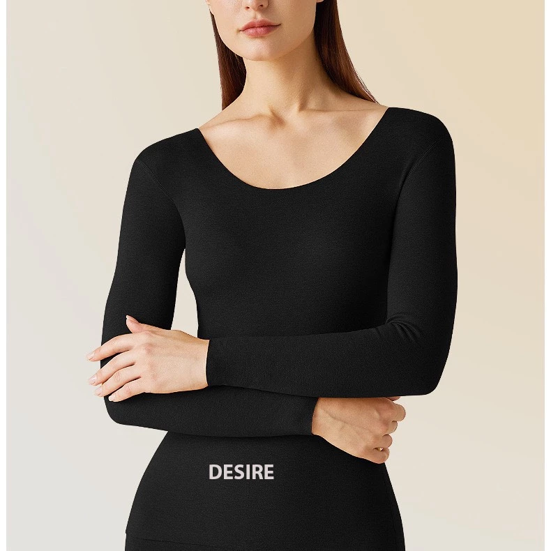 Desire Store, Đồ bộ giữ nhiệt nữ giới mùa đông siêu nhẹ ấm áp vải Nhung lót Len Cashmere không đường viền AGN-002 image 4 of 23