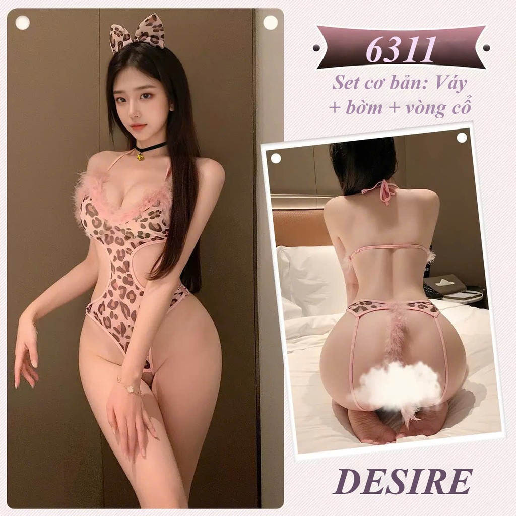 Desire Store, 6311 Bodysuit Cosplay Báo Hồng Quyến Rũ - Đồ Lót Cosplay Báo Con Họa Tiết Báo Viền Lông DESIRE 6311 (6311 Seductive Pink Panther Cosplay Bodysuit – DESIRE 6311 Leopard-Print & Fur-Trimmed Cub Cosplay Lingerie) - Set Cơ Bản image 10 of 11