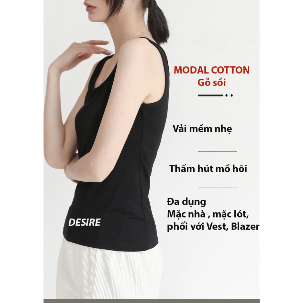 Desire Store, Áo Ba Lỗ Sát Nách Thun Modal (Gỗ sồi) mát mịn phong cách năng động ANN-060 image 3 of 17