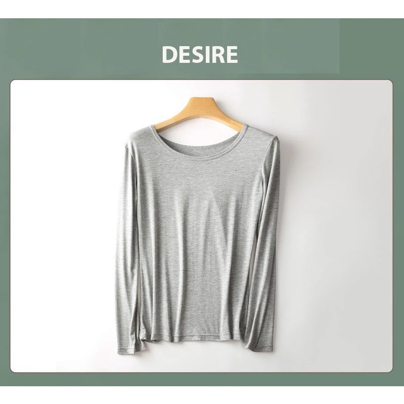 Desire Store, Áo dài tay ôm thun chất Vicose ủ kem chống nắng, lót trong giữ nhiệt mùa thu đa dụng A601- Q602 - Áo Xám #601, XL image 10 of 18