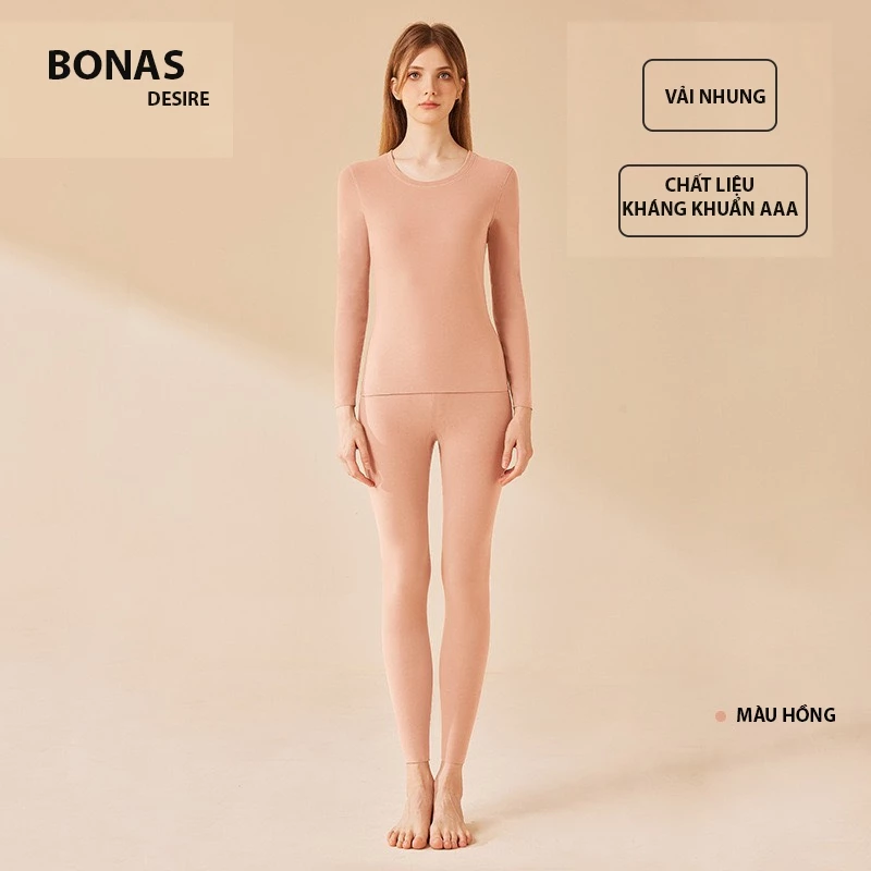 Desire Store, Đồ Bộ giữ nhiệt lót nhung hai mặt chính hãng BONAS cao cấp siêu nhẹ ôm body cổ tròn AGN-003 image 9 of 12