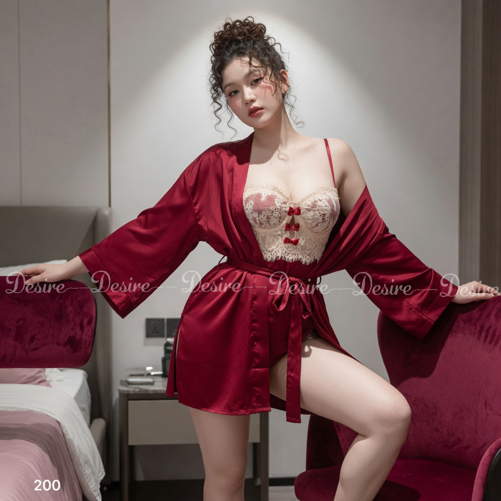 Desire Store, Váy ngủ nữ lụa phối ren hoa phong cách hai dây phối sexy gợi cảm VN200 image 7 of 19