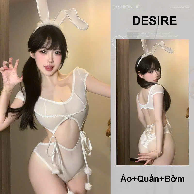 Desire Store, Bộ Cosplay Thỏ cột dây chất ren mềm mịn gợi cảm sexy DESIRE VN-6149 - Trắng image 18 of 20