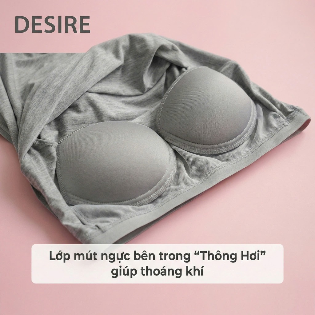 Desire Store, Áo thun ngắn tay có mút ngực thun Vicose cao cấp A2302 image 6 of 20