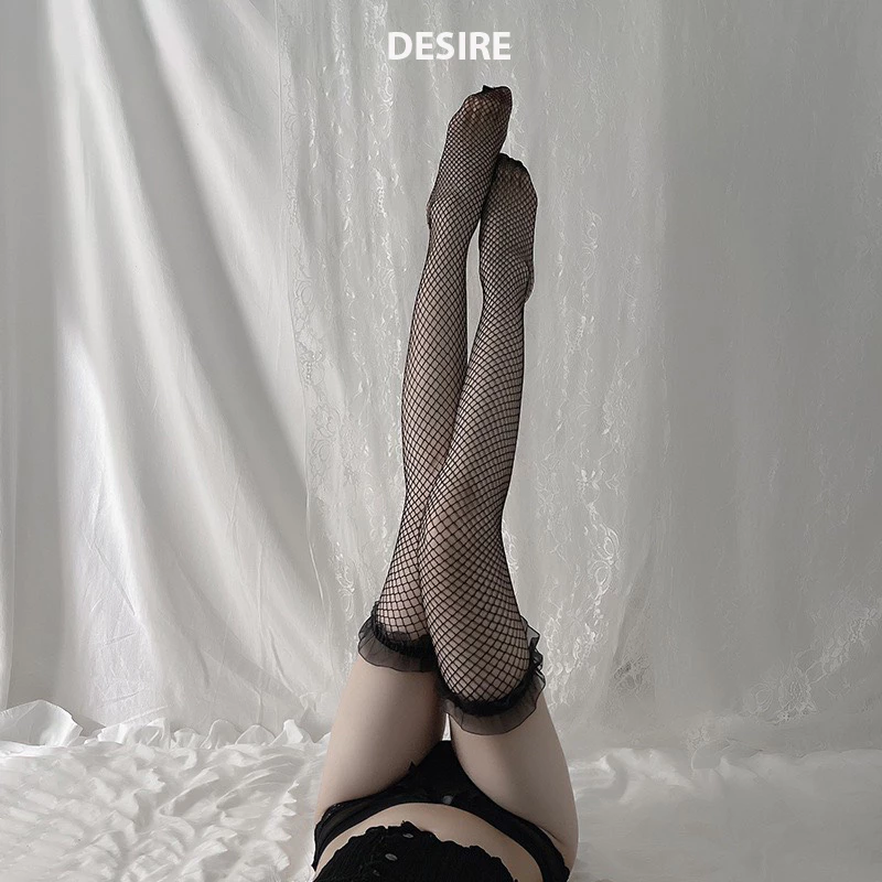 Desire Store, Tất lưới nữ ren dài trên gối phong cách gợi cảm sexy cosplay DESIRE T-002 - Đen image 9 of 9