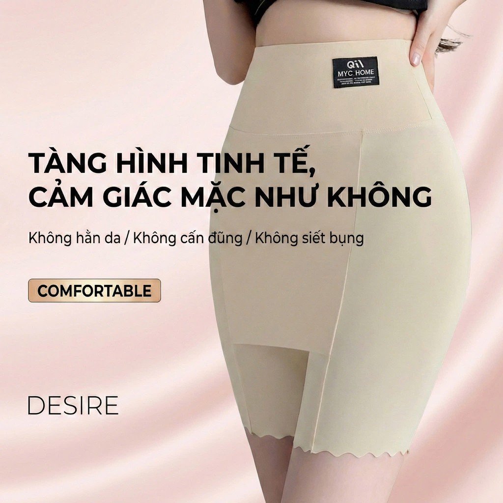 Desire Store, Quần Đùi Mặc Váy bảo hộ MYC HOME Chính hãng Vạt Chống lộ SU LỤA Không đường viền 40cm Cạp Cao Quần lót bảo hộ QL-023 image 2 of 18