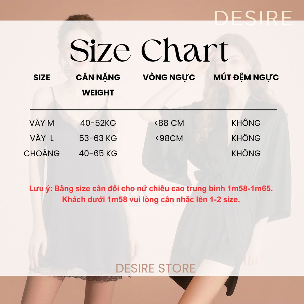 Desire Store, Váy ngủ lụa Đầm ngủ hai dây lụa kèm chip phối ren gợi cảm sexy VN-169-1 image 11 of 23