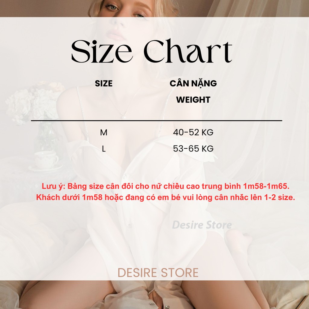 Desire Store, Áo Sơ Mi Ngủ Nữ Xuyên Thấu Mỏng Quyến Rũ - Đồ Ngủ Sơ Mi Voan Sexy Cao Cấp (Kèm Quần Chip) DESIRE VN-8476 image 9 of 11