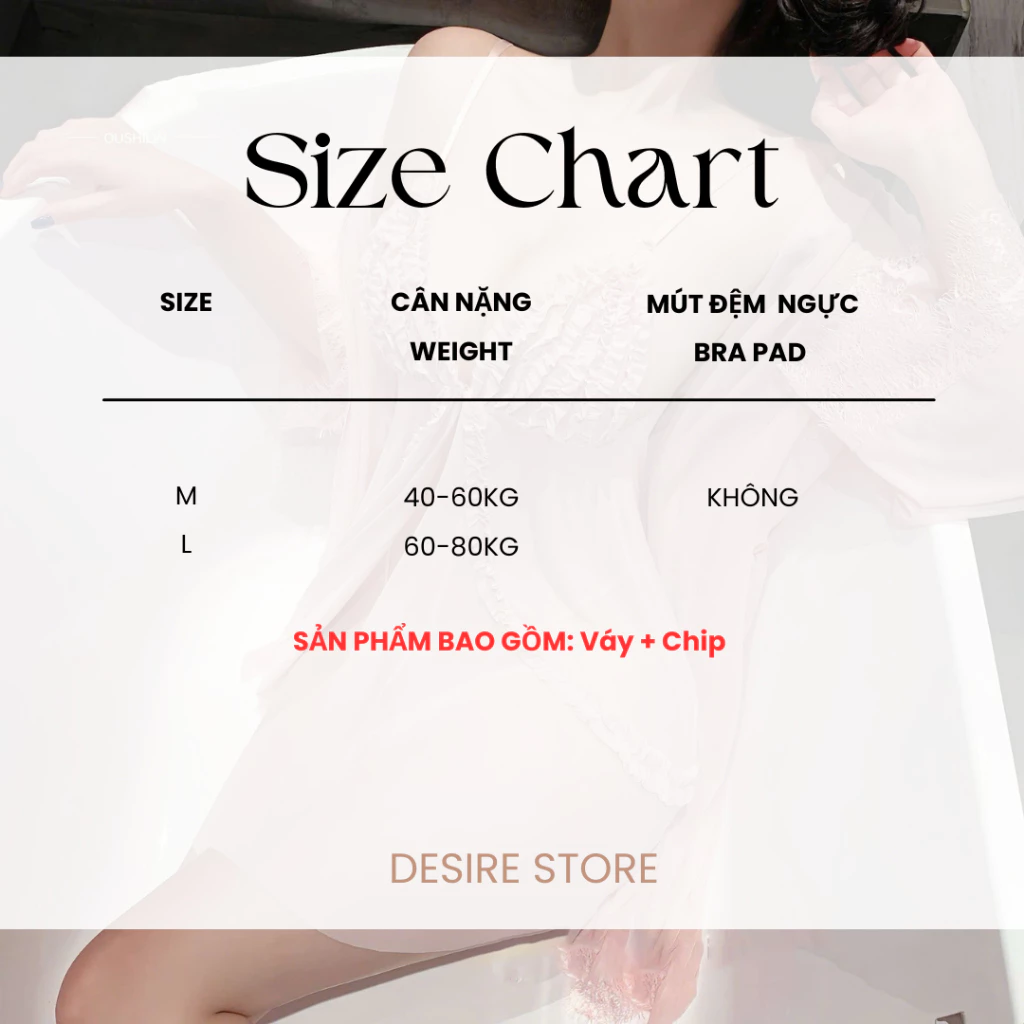 Desire Store, Set Váy Ngủ Voan Mỏng Phối Ren Nhún Bèo Sang Chảnh - Váy Ngủ Gợi Cảm Cao Cấp DESIRE B185 image 10 of 16