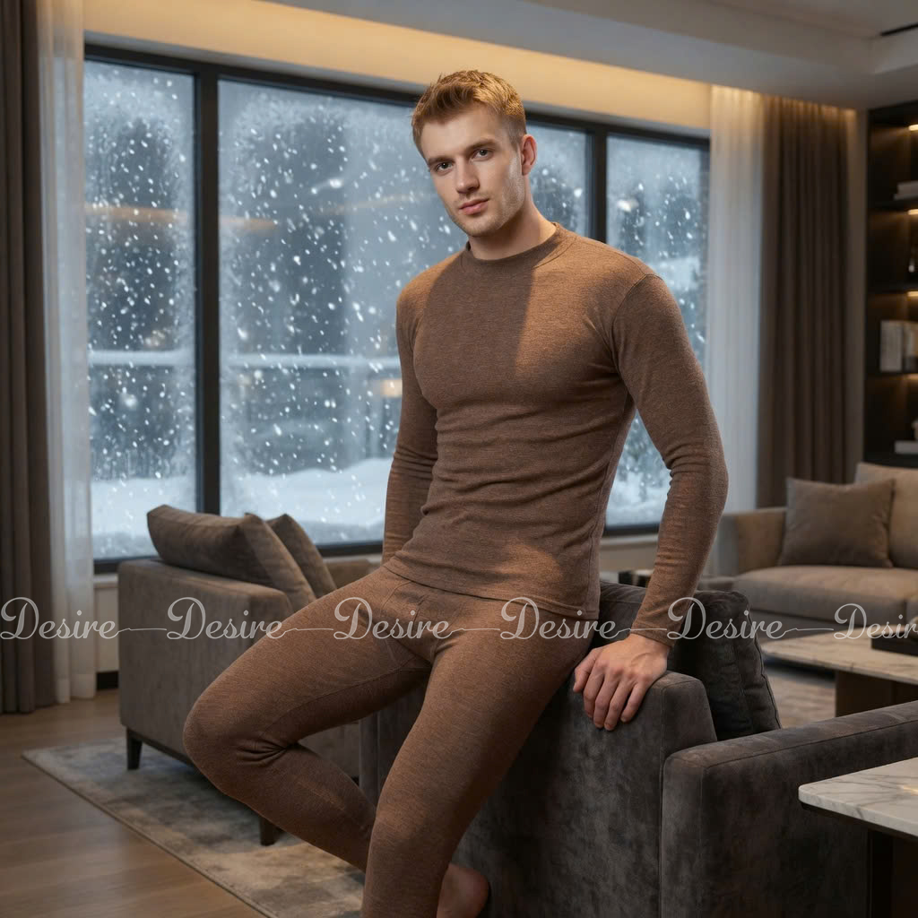 Desire Store, Đồ bộ giữ nhiệt nam lót Len Cashmere cổ cao ấm áp mùa đông cao cấp siêu nhẹ dành cho nam giới DGN-03 (Men's ultra-lightweight thermal set with warm cashmere-blend lining and high-neck design for winter. DGN-03) image 11 of 51