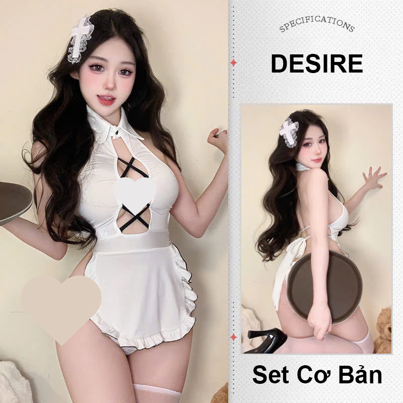 Desire Store, Váy ngủ Cosplay cô hầu gái phong cách nhẹ nhàng nữ tính quyến rũ DESIRE VN-2151 - Set Cơ Bản+T-005, XXL (60-75kg) image 10 of 10