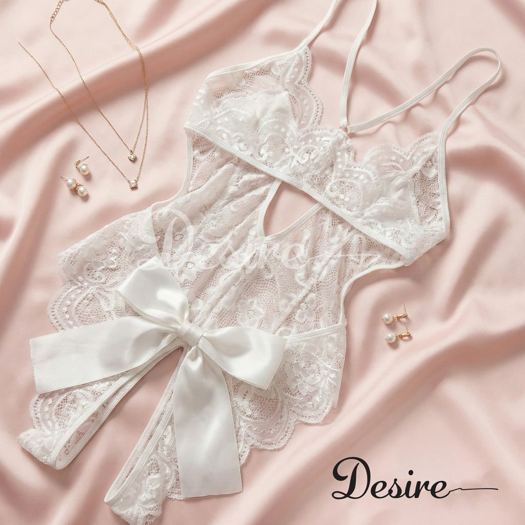 Desire Store, Bộ váy ngủ liền thân - Bodysuit ren xuyên thấu gợi cảm đính nơ DESIRE VN-8748 image 10 of 13