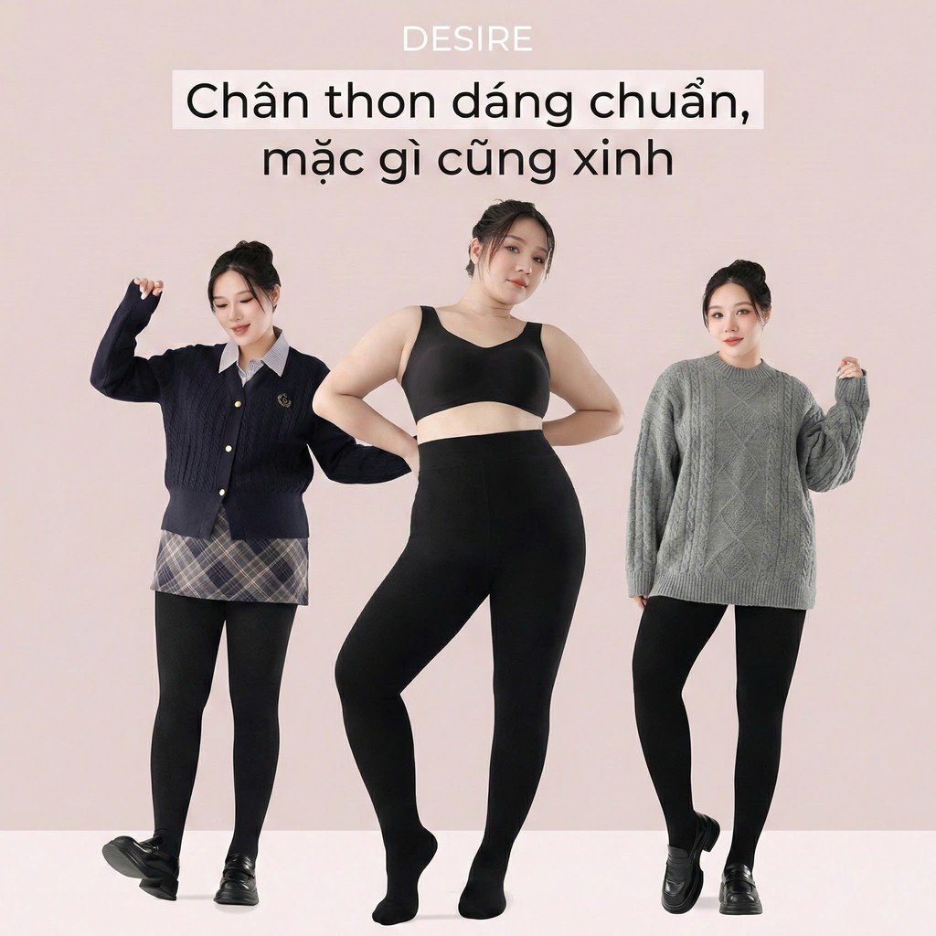 Desire Store, Quần Tất Legging Bigsize Nữ (60-85kg) Len Tăm Giữ nhiệt mềm mại, Chống Trơn Trượt, Co Giãn 4 Chiều Cao Cấp DS3056 image 9 of 13
