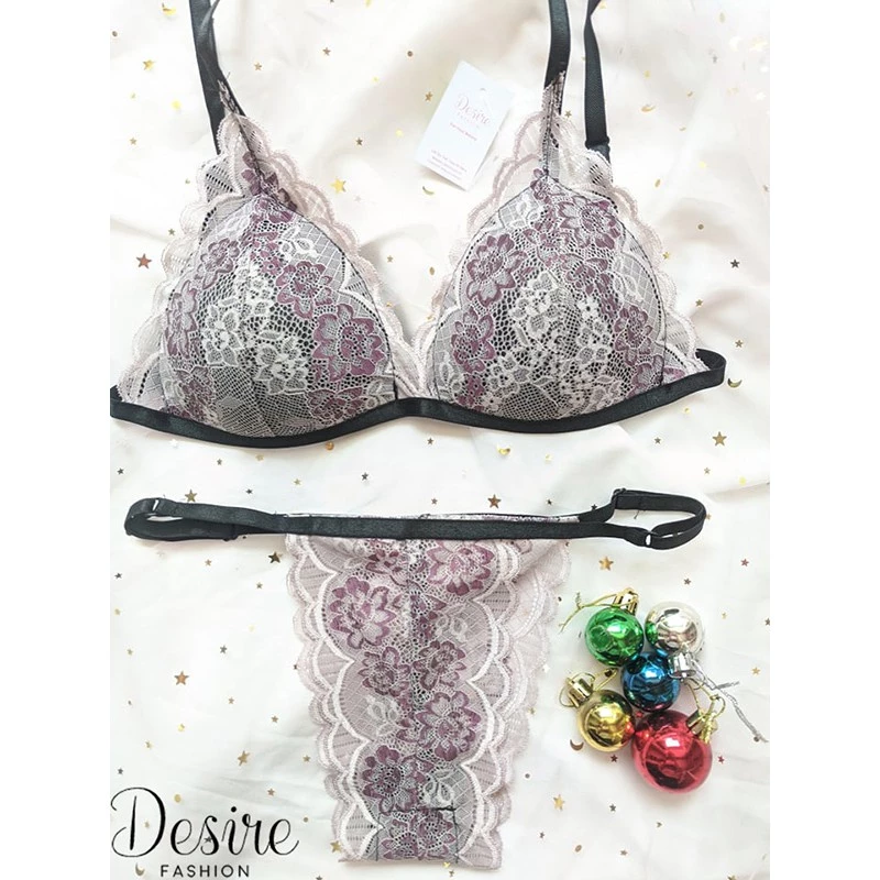 Desire Store, Đồ lót Bralette nguyên bộ quần và áo (Áo mút mòng và Quần lọt khe) BB-0020 - Hồng tím, Freesize image 10 of 18