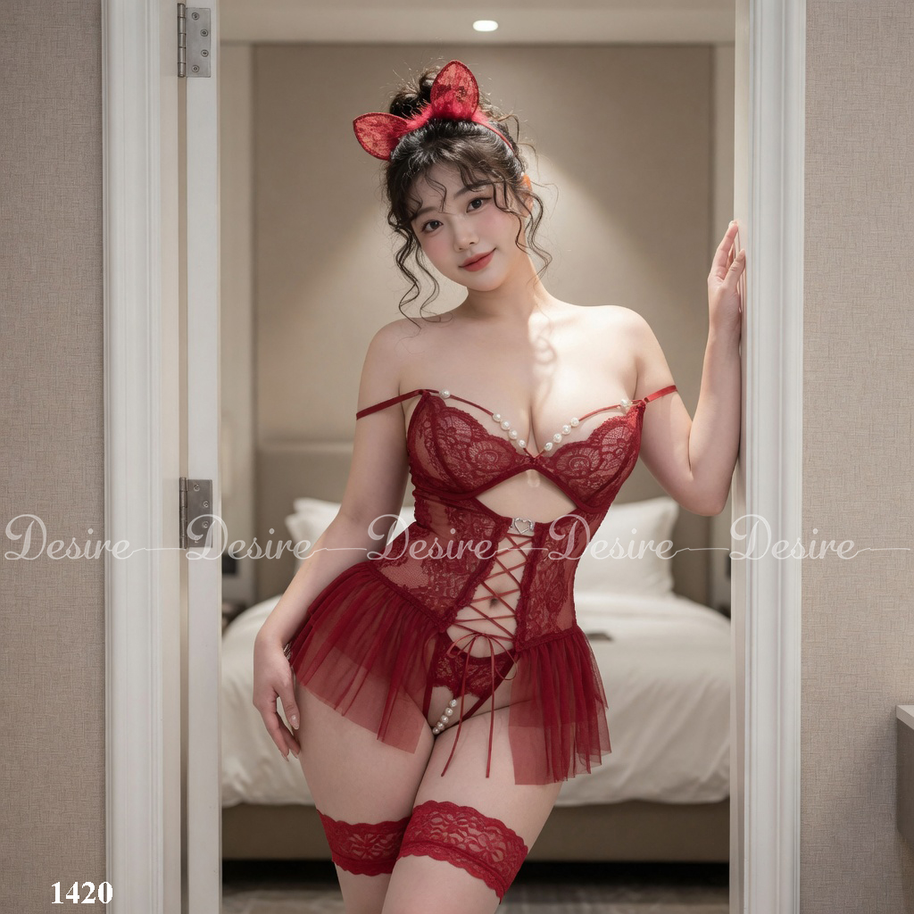 Desire Store, Bodysuit Ren - Váy Ngủ Sexy Xuyên Thấu Đính Ngọc Cao Cấp, Thiết Kế Đan Dây DESIRE 1420 image 23 of 36
