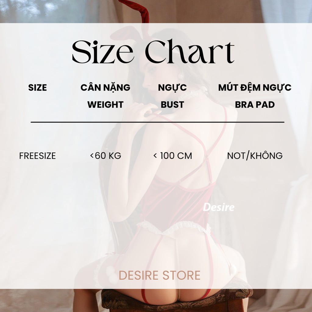 Desire Store, Bộ đồ ngủ nhung mềm cao cấp Cosplay cô nàng thỏ dịp Giáng sinh Noel quyến rũ DESIRE VN-1405 image 8 of 12